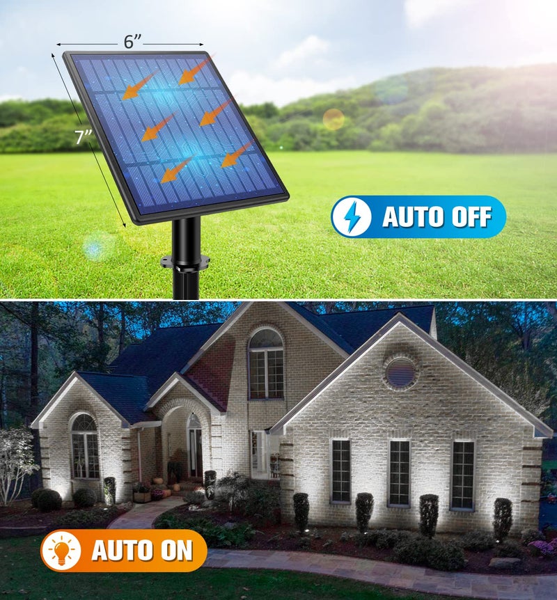 APONUO Metal Solar Spot Lights Outdoor with 9.8ft Cable Solar Powered Landscape Lighting Low Voltage IP65 Waterproof Auto On/Off for Outside Garden Yard Landscape Pathway Garage-Cool White(2-in-1) - Image 2